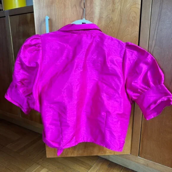 Maison Cleo Ruched Silk wrap top No Scrunchie (sz 38) - Picture 10 of 12